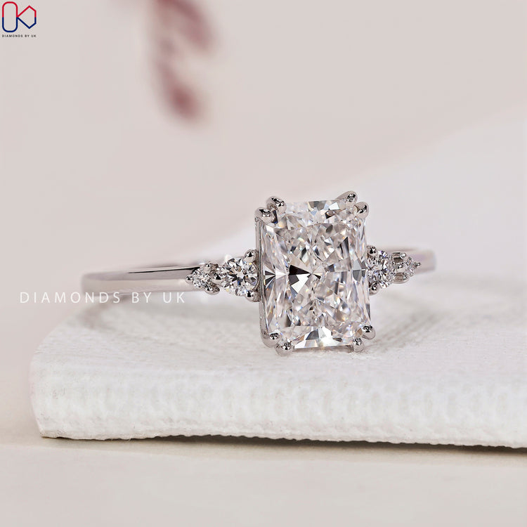 IGI certified radiant cut diamond ring with superior quality diamonds.