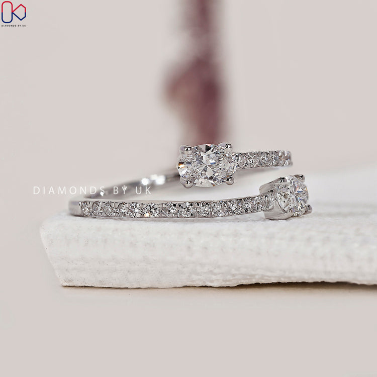 White gold engagement ring with a stunning finish.
