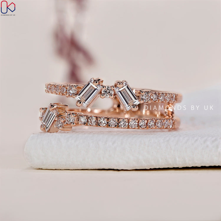 Beautiful rose gold wedding band with a warm, luxurious glow.

