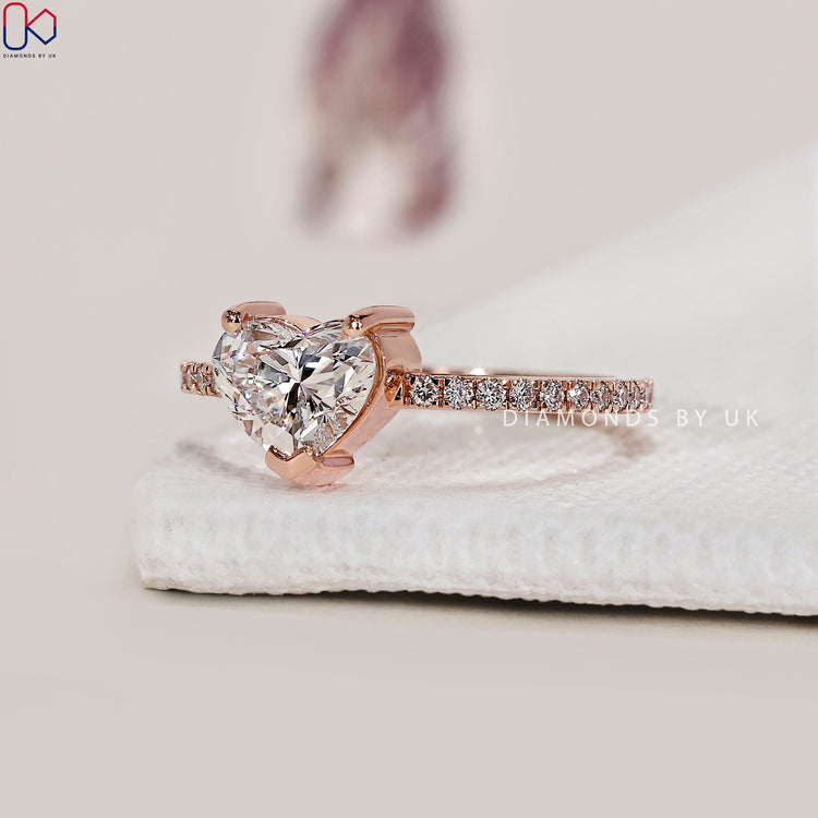 Heart Shaped Diamond Ring In Pave Setting