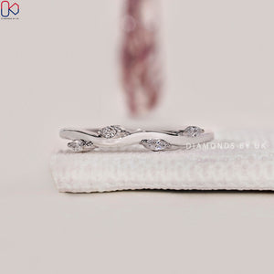 Leaf Wedding Band – Marquise Diamond
