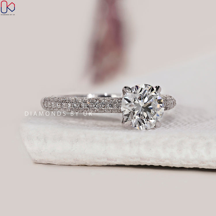 Pave setting ring with exquisite sparkle and modern design.
