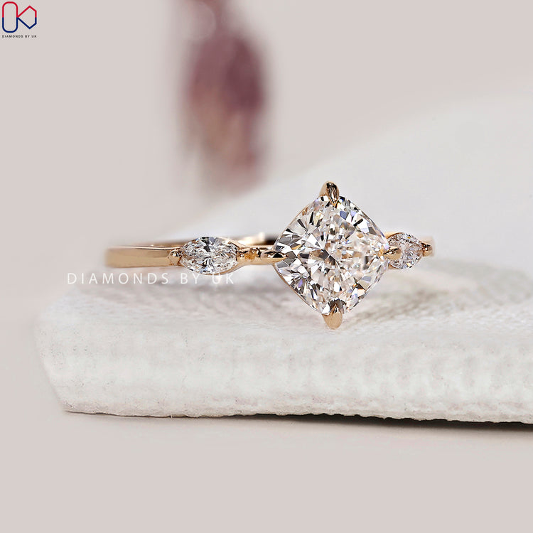 Compass prong ring design showcasing a handmade ring.
