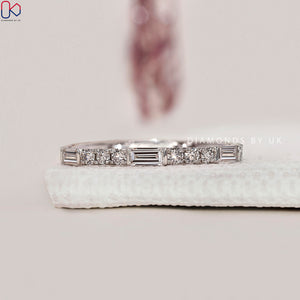 Half Eternity Baguette And Round Wedding Band