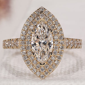 Marquise Cut Diamond With Double Halo Engagement Ring