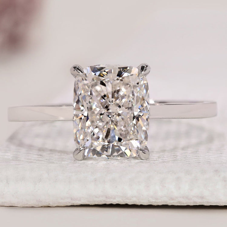 Cushion Diamond Solitaire Ring In White Gold