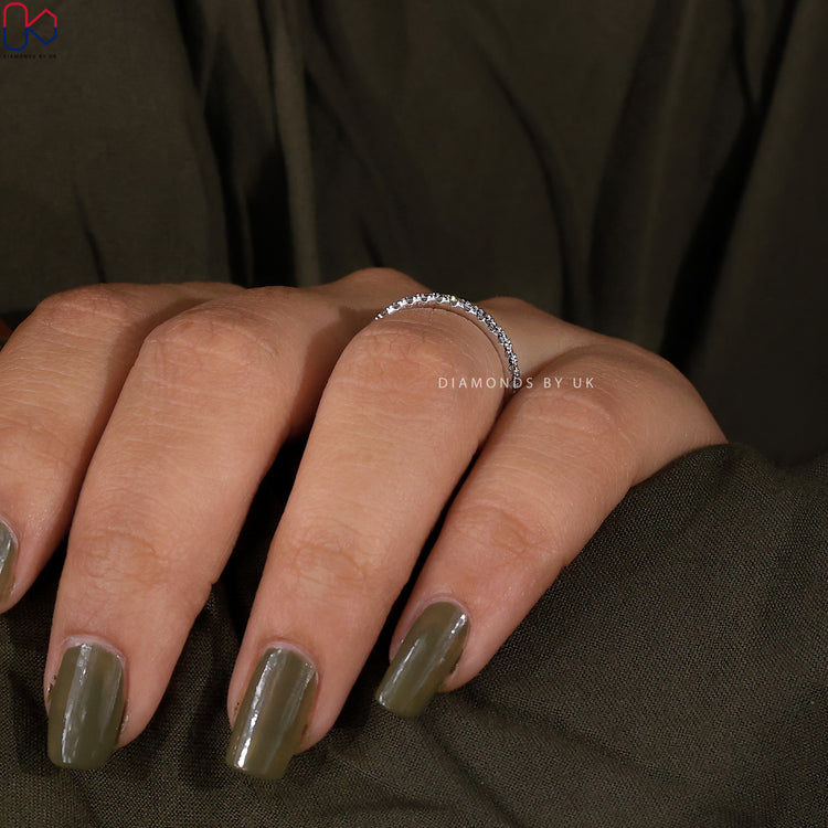 Buy diamond band in a sleek half eternity style.
