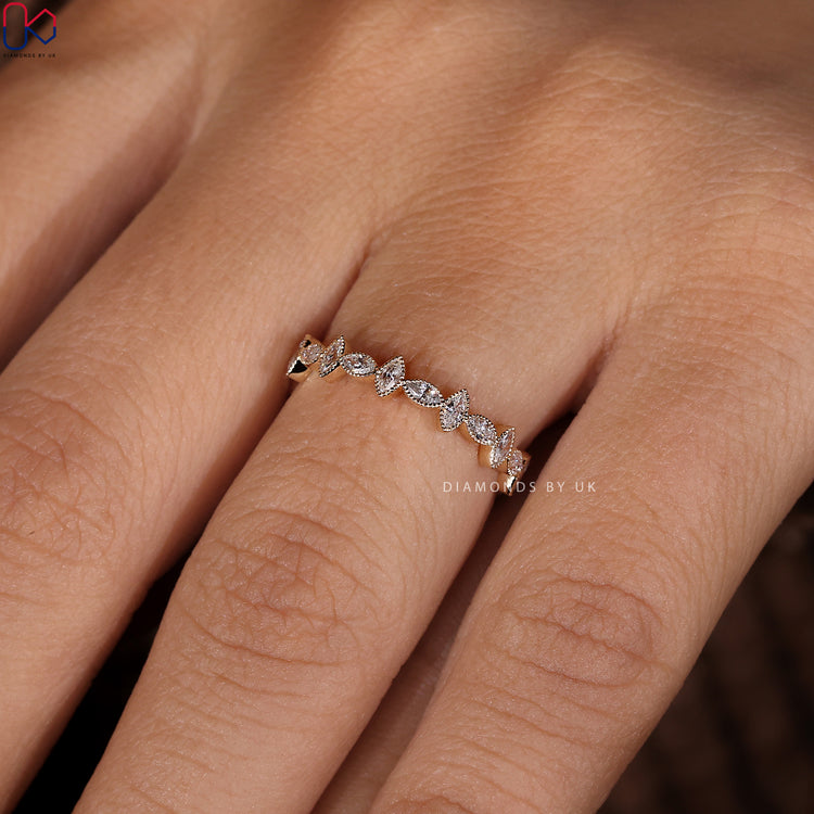 Buy diamond band with Lab Grown Diamond and Milgrain detailing
