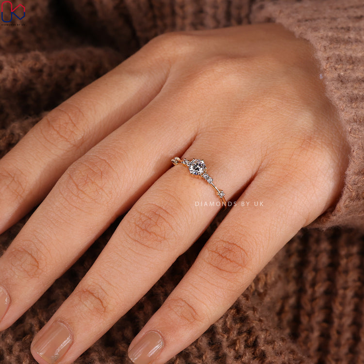 Distance pave ring featuring sparkling diamonds.
