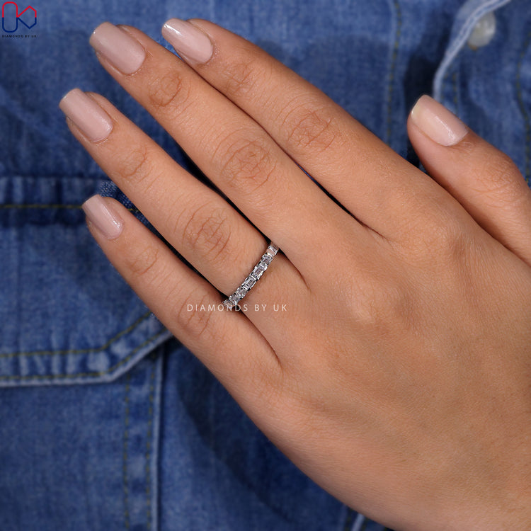 White gold wedding band for timeless elegance.
