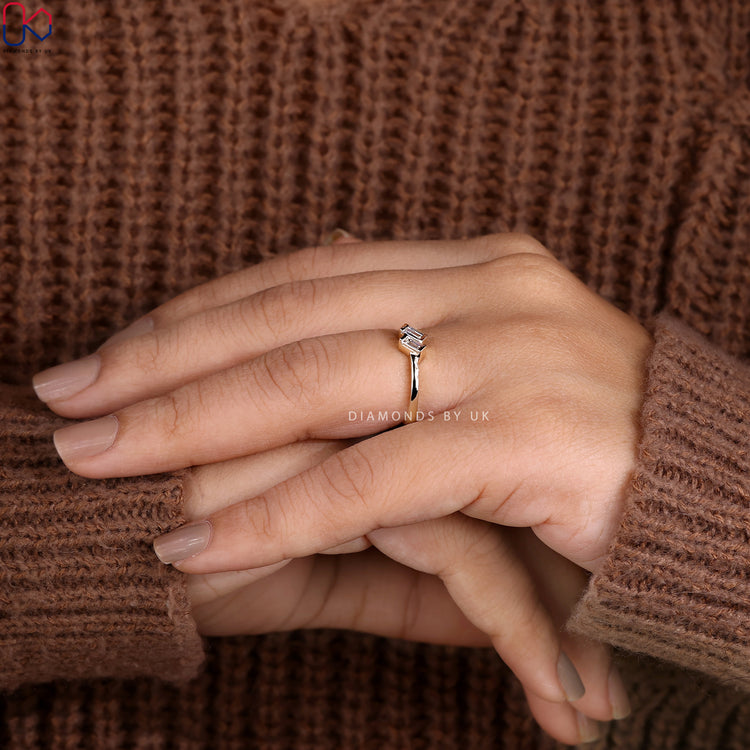 Buy Engagement Ring featuring a 2 Diamond Baguette design, crafted in yellow gold.
