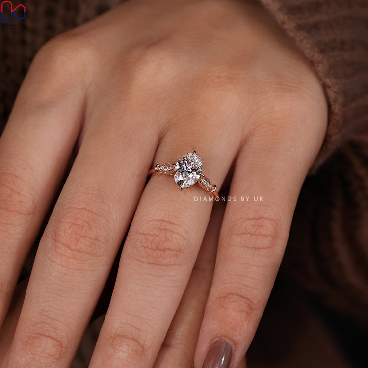 Claw prong ring with secure setting and maximum diamond sparkle.
