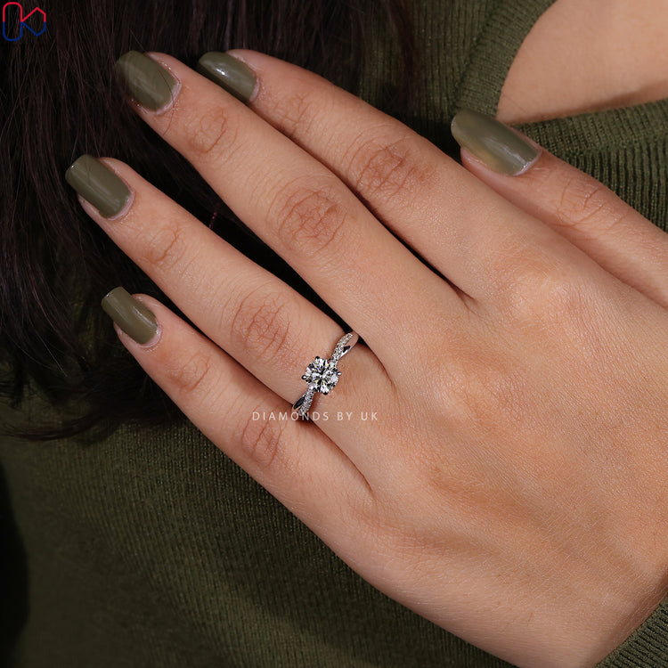 Lab Grown Diamond Ring in handmade ring.
