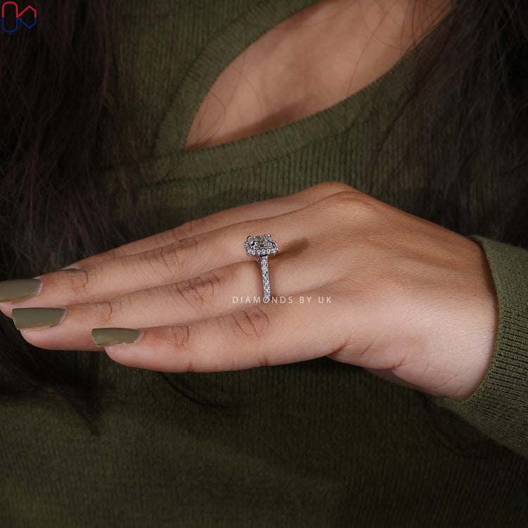 Cathedral setting ring with handmade jewellery.
