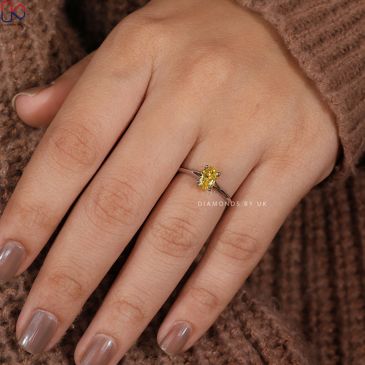 Customise ring with your choice of yellow diamond.
