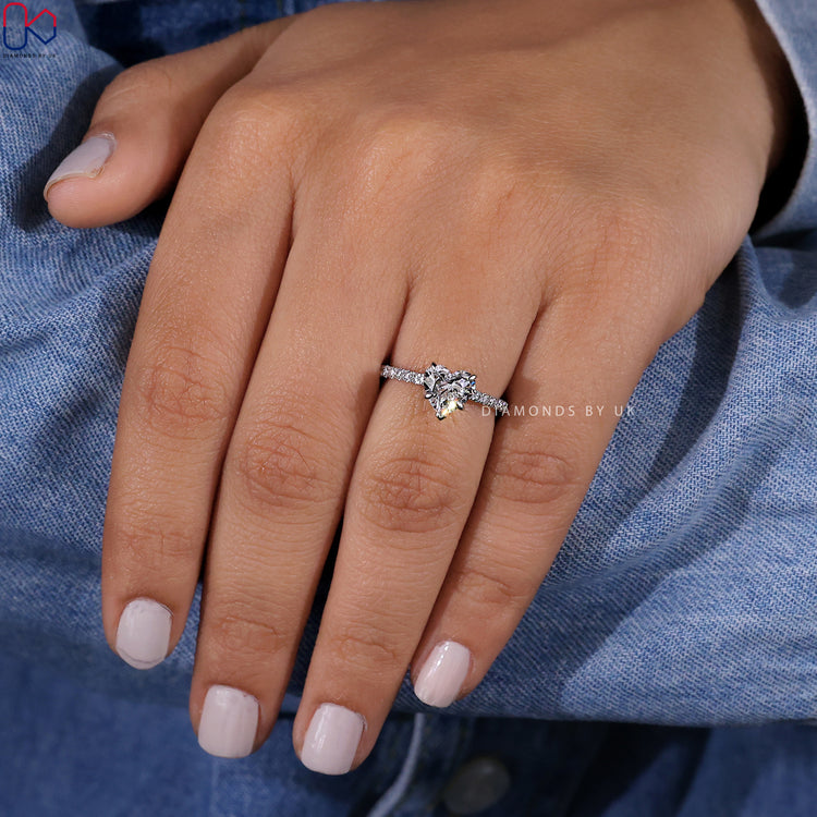 Lab Grown Diamond Heart Ring in stunning white gold.
