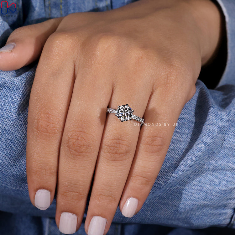 Pave setting ring with stunning white gold design.
