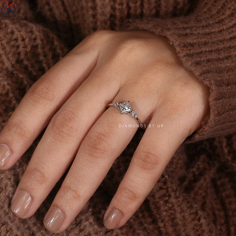 White Gold Princess Cut Engagement Ring