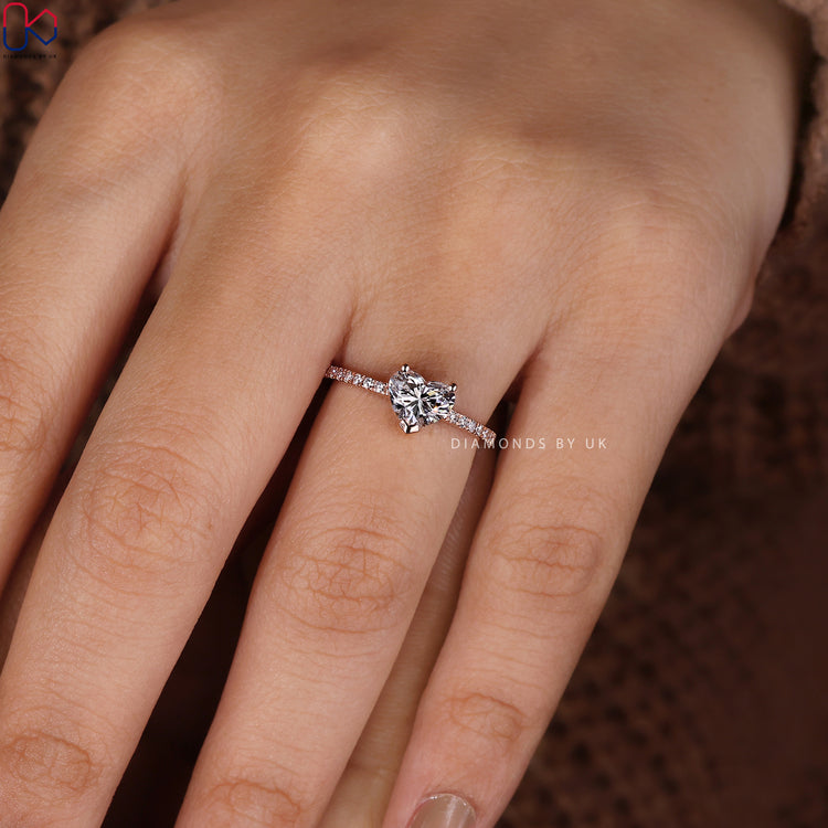 Heart Shaped Diamond Ring In Pave Setting