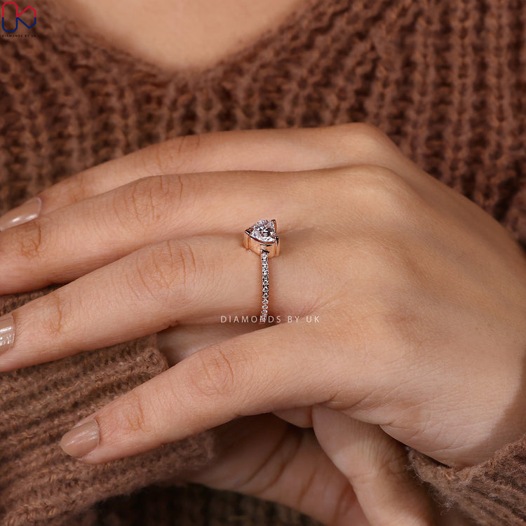 Heart Shaped Diamond Ring In Pave Setting
