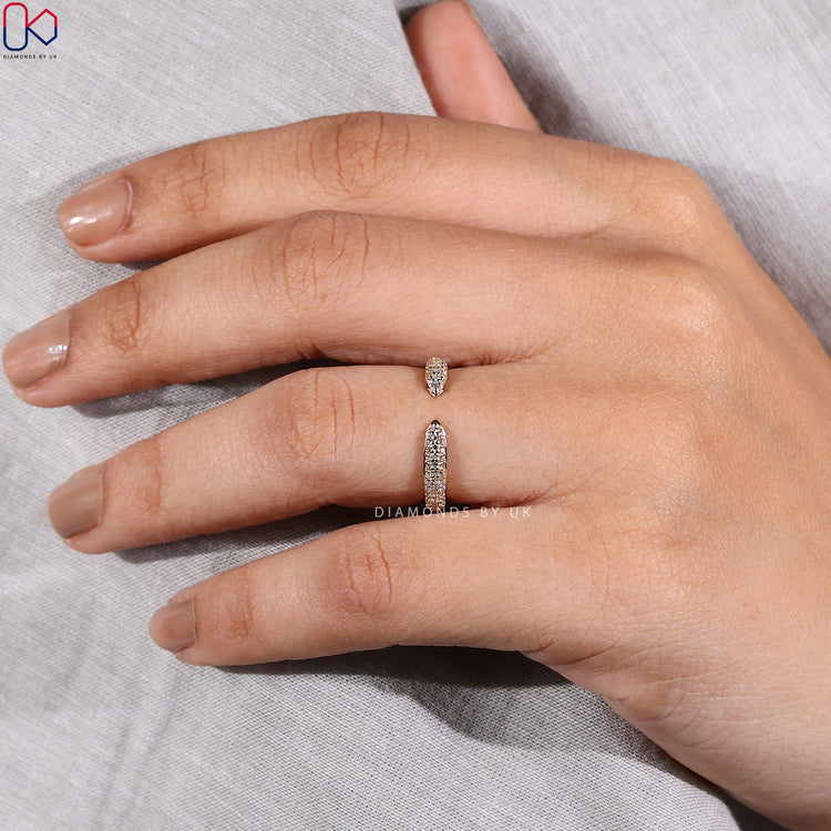 Open Gap Wedding Band featuring three row pave band
