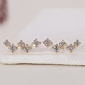 Round Diamond Earrings - Zig Zag Earrings