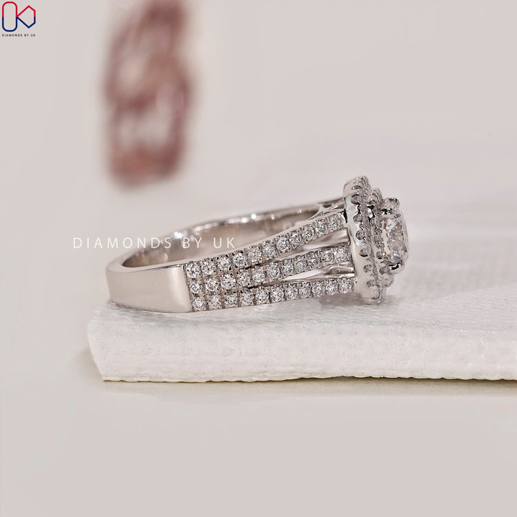 Diamondsbyuk ring crafted with precision, featuring a multi row pave setting.