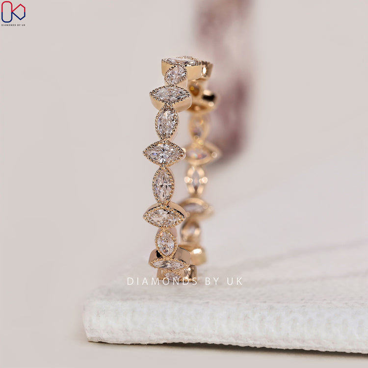 Handmade jewellery with full eternity marquise diamond layout
