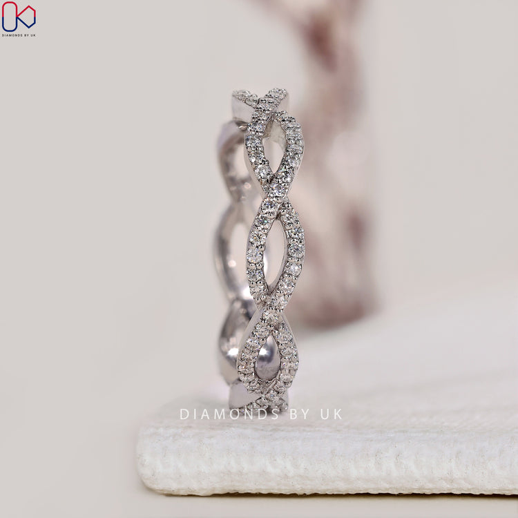 White gold band with a handmade finish for a classic look.
