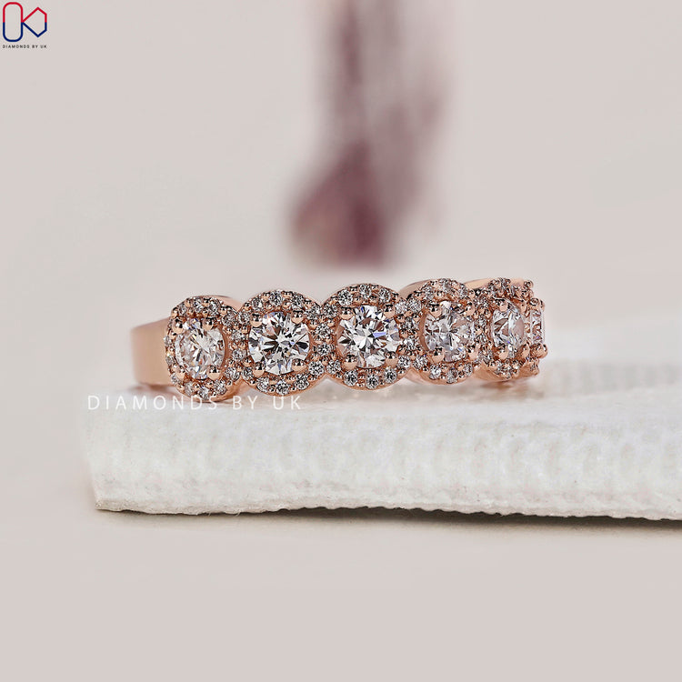 Half Eternity Band paired with handmade band design
