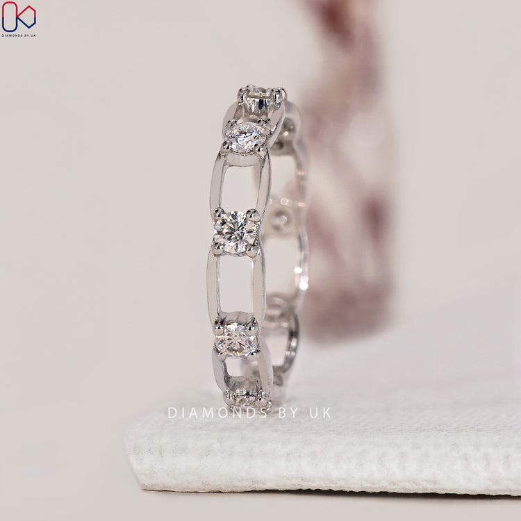 Buy diamond band and select a chain link band for unique detail.
