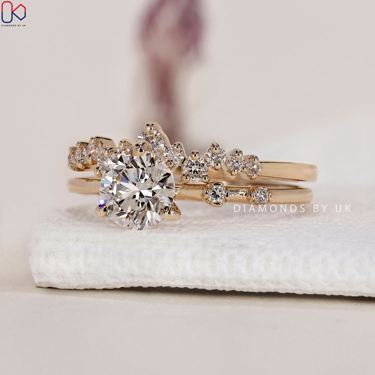 Curved diamond wedding band for a perfect bridal stack.
