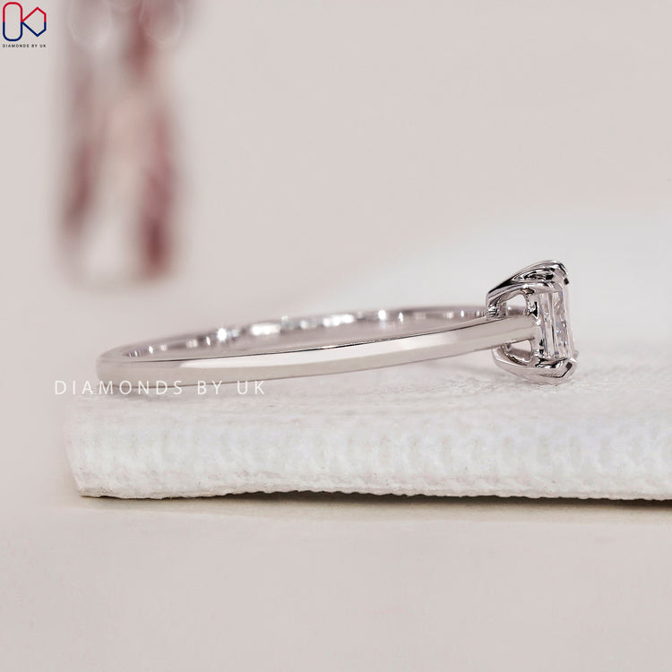 Shop to buy engagement ring featuring a stunning radiant cut ring design.
