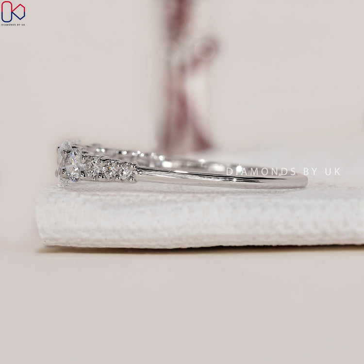 White gold wedding band with a sleek and polished finish.