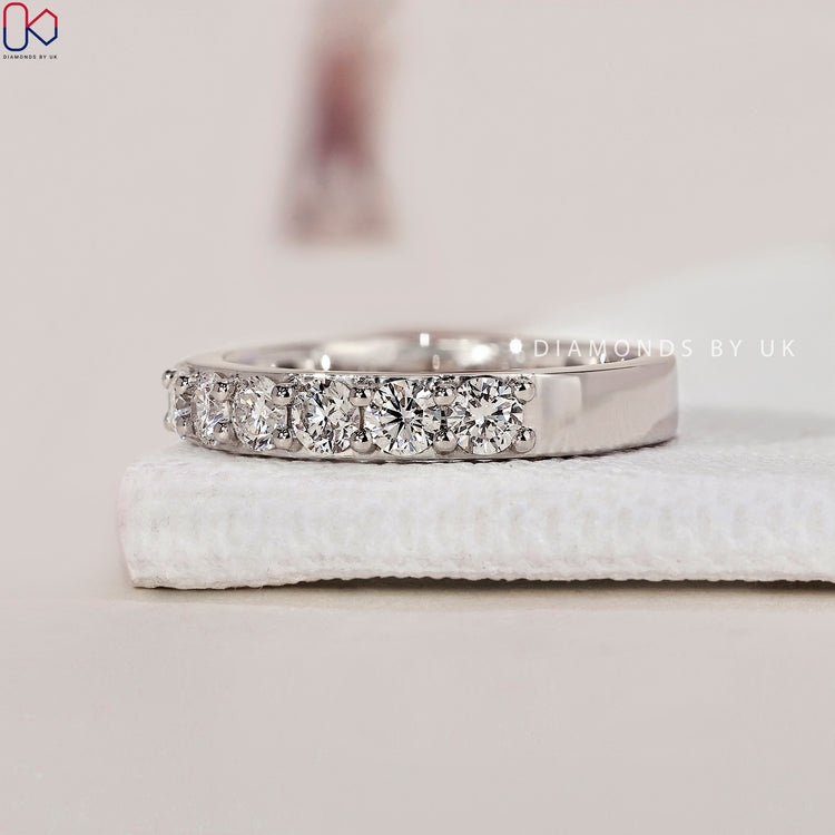 A white gold wedding band showcasing classic sophistication.
