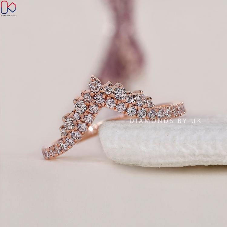 Chevron wedding band crafted with precision for a modern look.