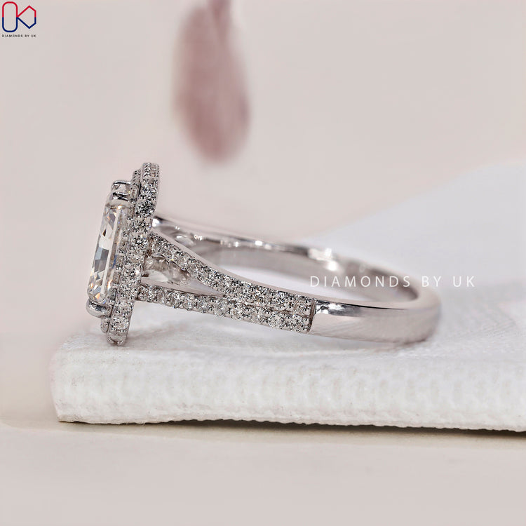 IGI certified radiant cut diamond ring with premium quality.