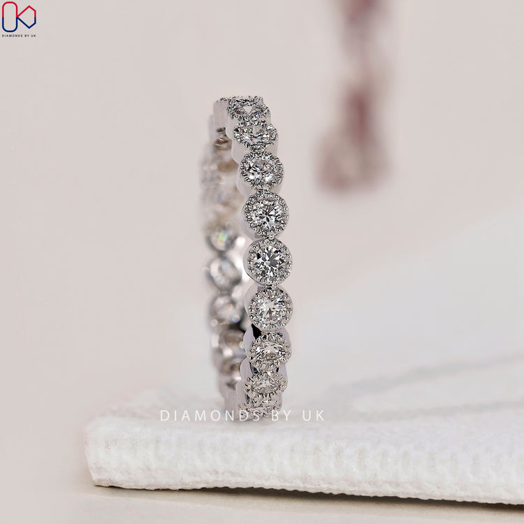 Classic white gold wedding band designed for a sophisticated finish.
