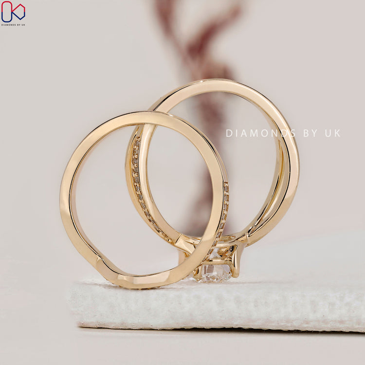 Round Engagement Ring With Wedding Band
