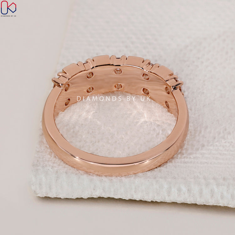 Handmade jewellery with half eternity wedding band.
