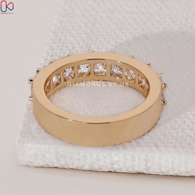 IGI certified princess cut eternity band with top-quality diamonds.
