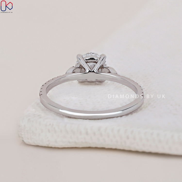 Prong setting ring with secure diamond placement and a radiant finish.
