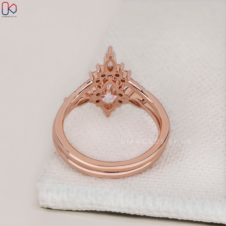 Prong setting band with diamonds along the band.
