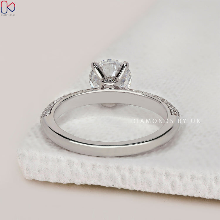 Lab-grown diamond engagement ring with brilliant, sustainable stones.
