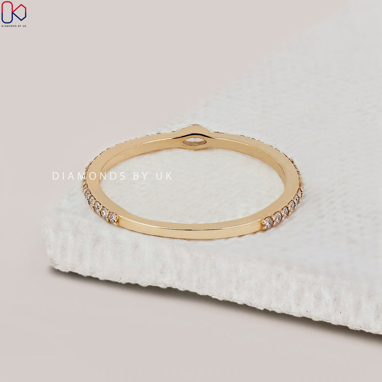 Lab grown diamond set in a handmade band for quality.
