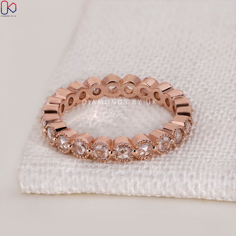 Buy diamond band in milgrain setting band.
