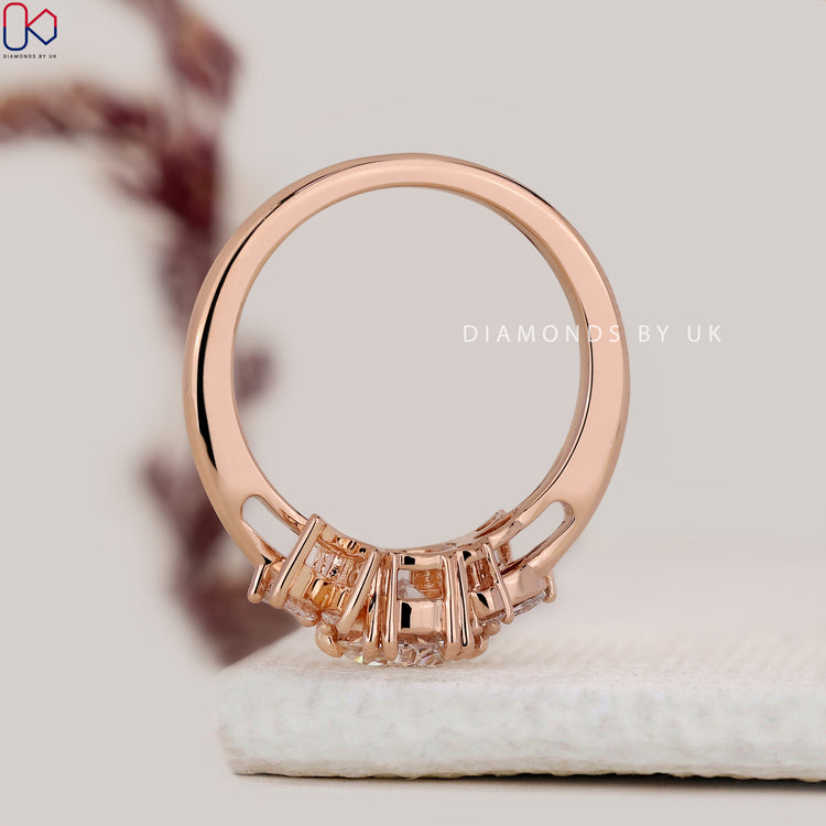 Vintage engagement ring with double claw prong ring design.
