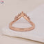 Solid Gold Crown Stacking Ring Curved Wedding Ring Women Real Lab Diamond Round Contour Ring Dainty Nesting Ring Real Gold V Shaped Rings