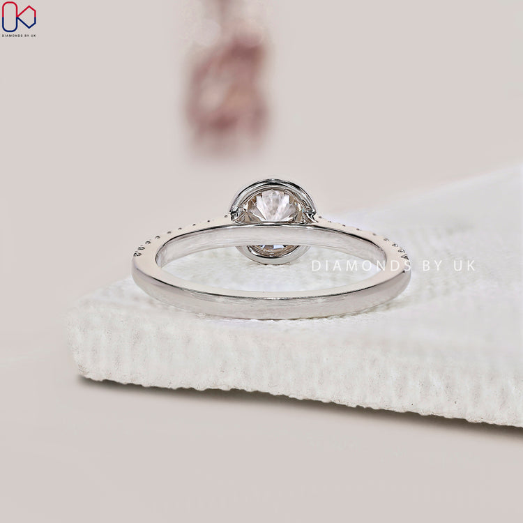 Handmade white gold pave ring with round cut diamonds.
