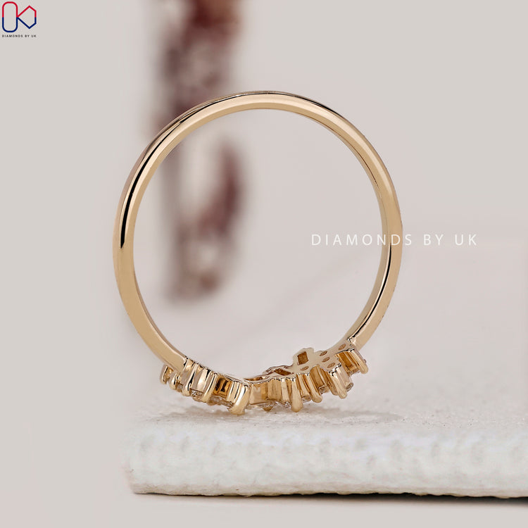 Buy engagement ring with baguette and round stones.
